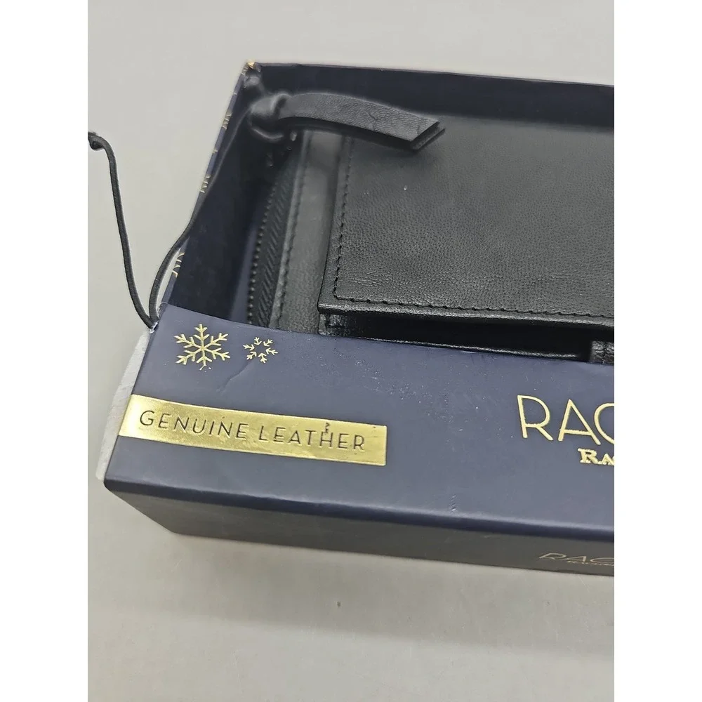 Rachel Roy Genuine Leather Cnvertable Zip Around Black  Wallet New In‎ Box